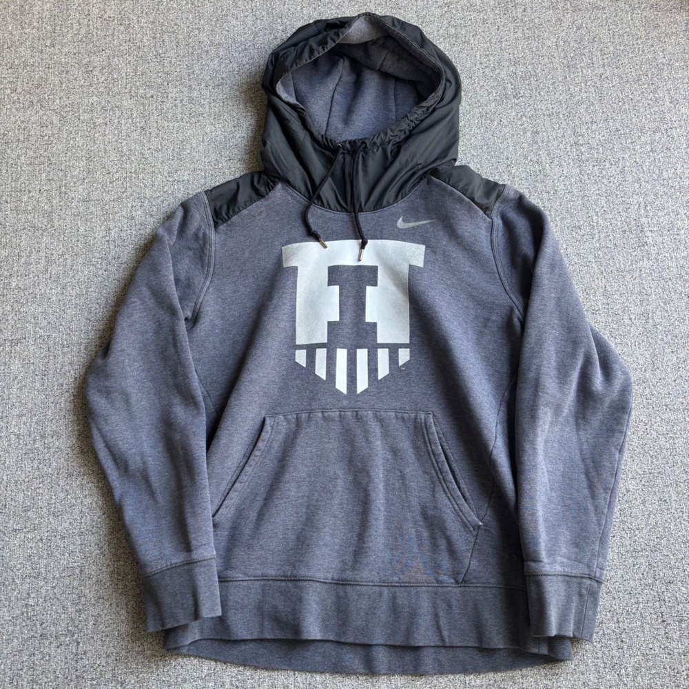 Illinois Nike Hoodie Mens Large Gray Shield Hybrid Tech Fleece Sportswear